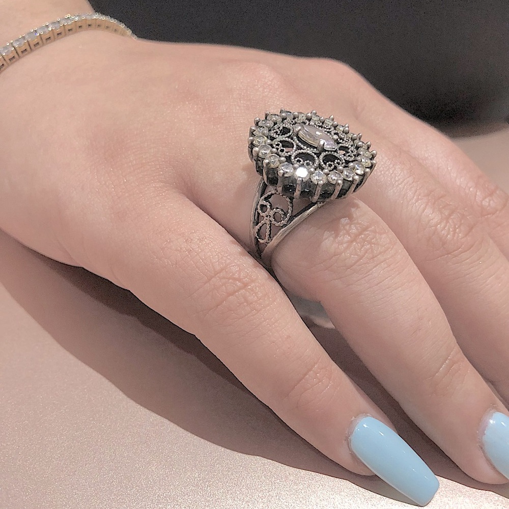 🔴 Handmade vintage oxidized filigree Silver Ring 7 - Picture 2 of 5